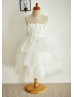Sheer Neckline Lace Tiered Tulle Skirt Flower Girl Dress 